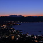 立石公園から見る諏訪湖の夕焼けは「君の名は」の情景が広がる。(2018.12.15)
